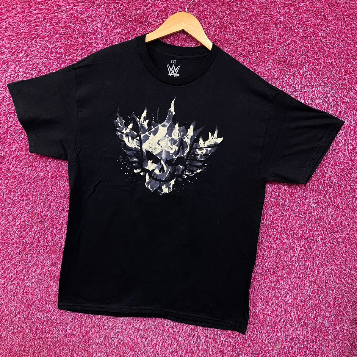 WWE Black Cody Rhodes Blue Tonal Fire Graphic T-Shirt Large
