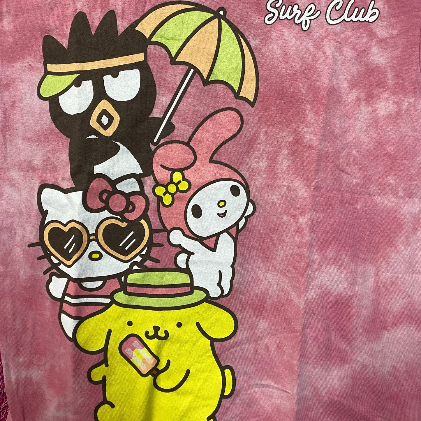 Sanrio Hello Kitty And Friends Surf Club Pink Tie Dye T-Shirt Large