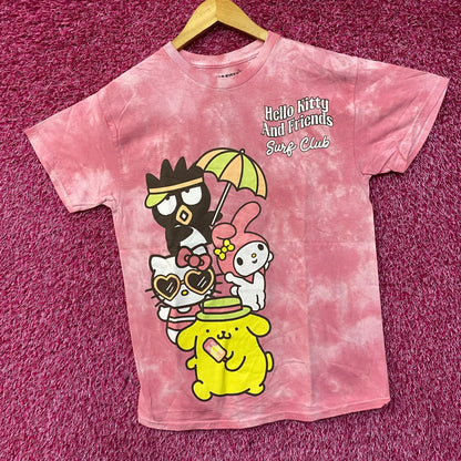 Sanrio Hello Kitty And Friends Surf Club Pink Tie Dye T-Shirt Large