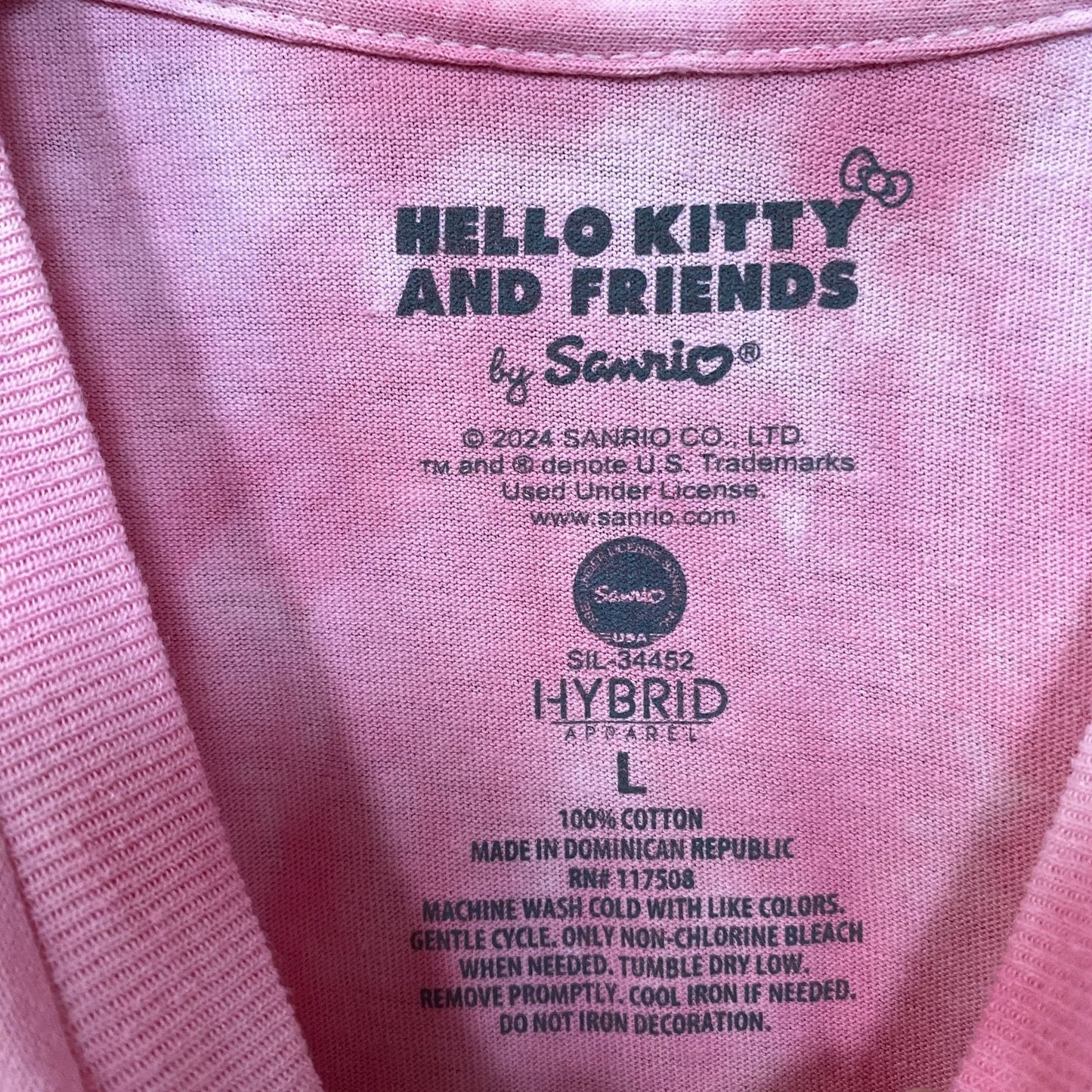 Sanrio Hello Kitty And Friends Surf Club Pink Tie Dye T-Shirt Large