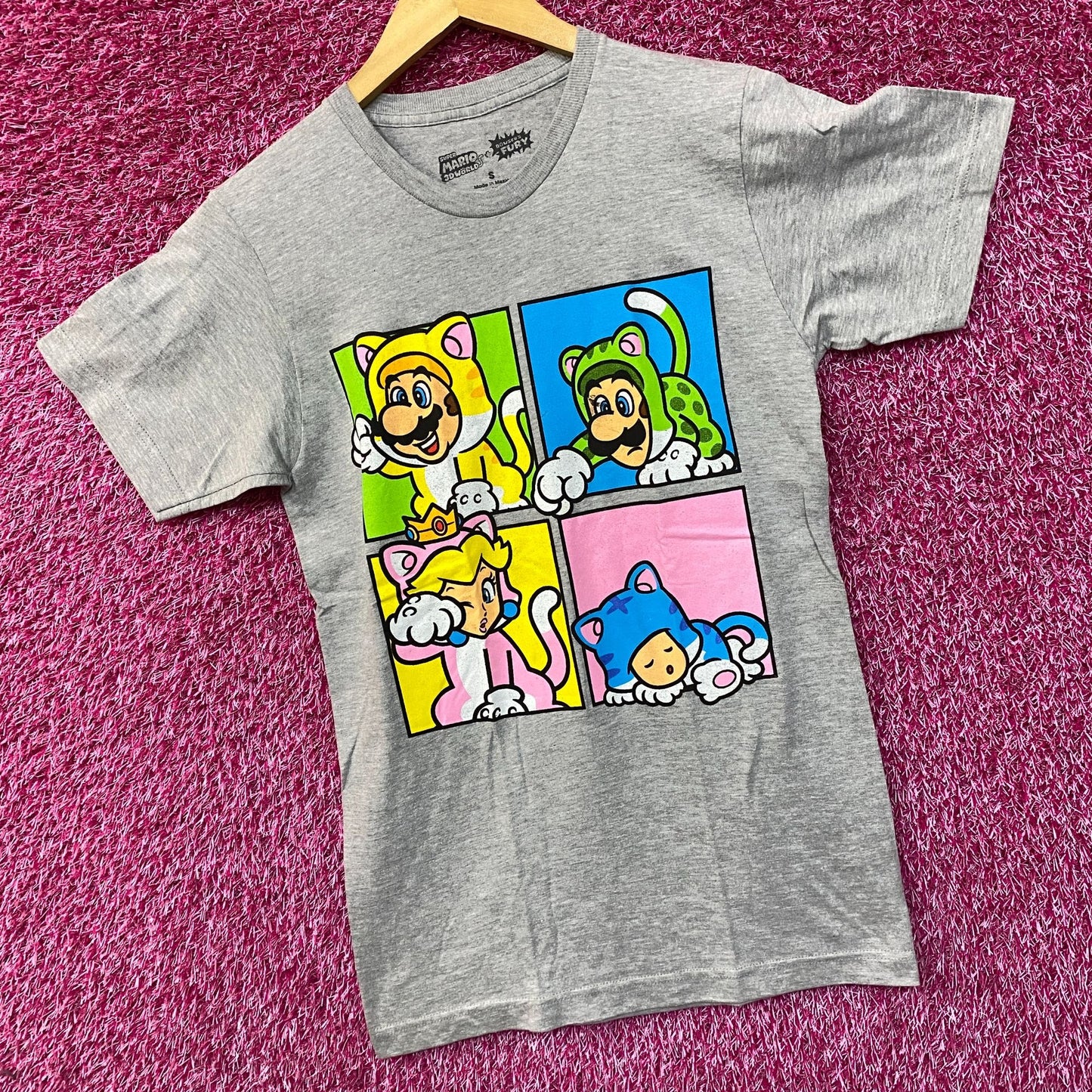 Super Mario 3D World Bowser's Fury Character Cat Costume T-Shirt size Small