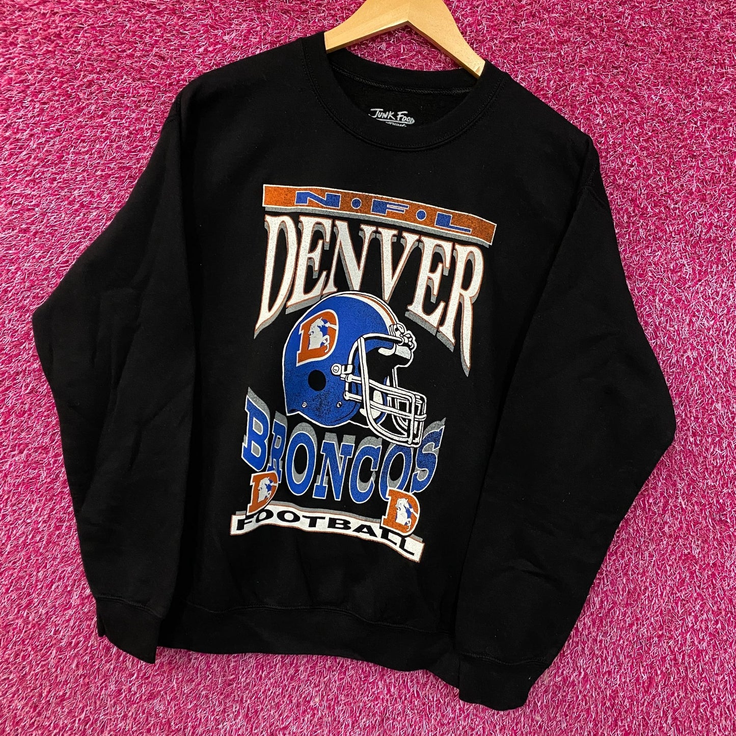 Junk Food Clothing Denver Broncos Helmet Logo Sweatshirt Small