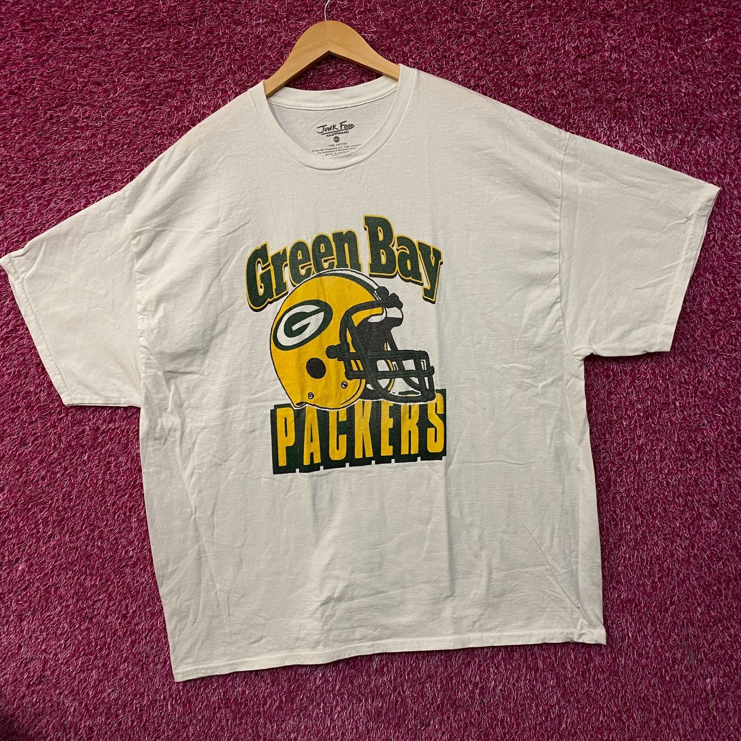 Junk Food Clothing NFL Green Bay Packers Throwback Helmet Logo T-Shirt 2XL