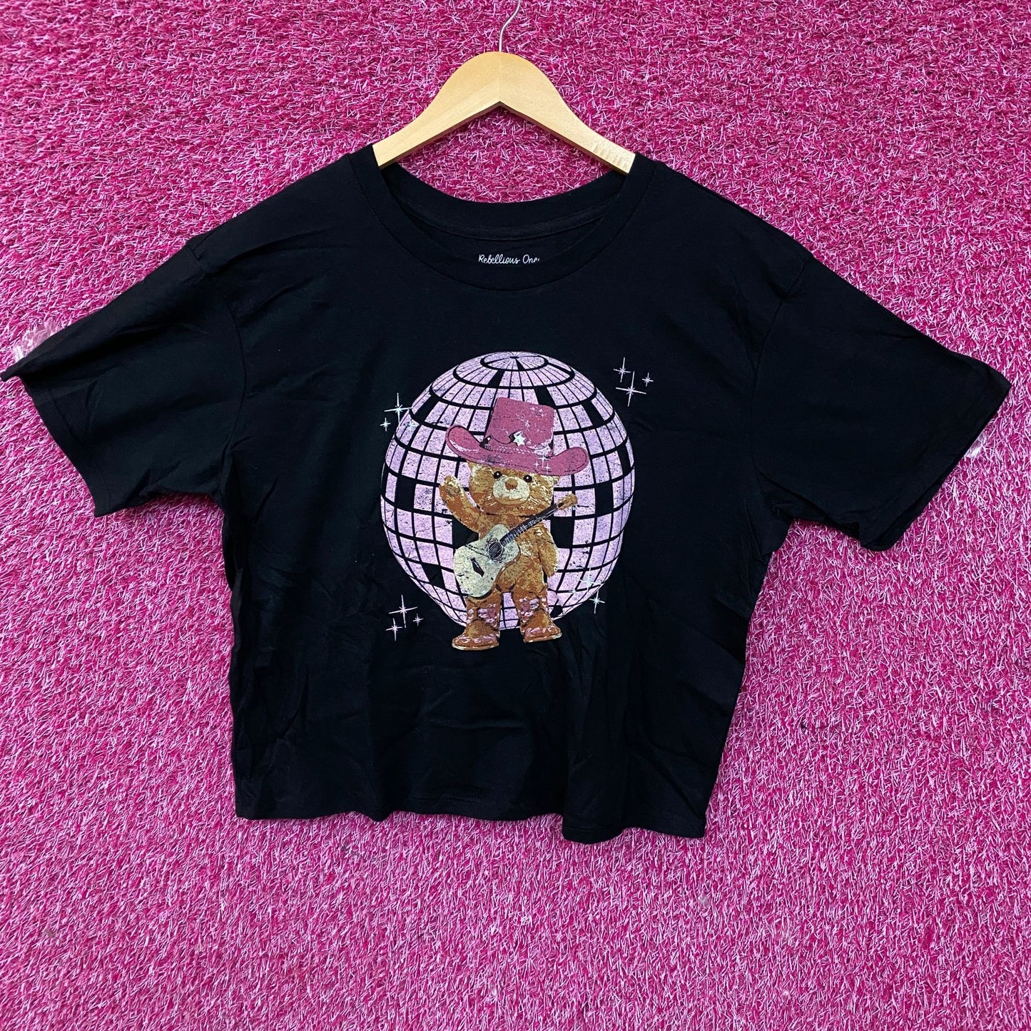 Rebellious One Disco Cowgirl Bear Crop Top XL