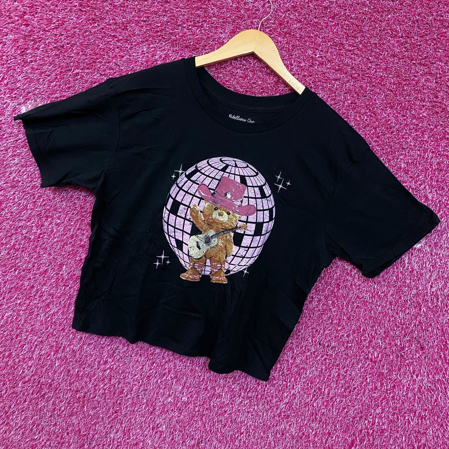 Rebellious One Disco Cowgirl Bear Crop Top XL