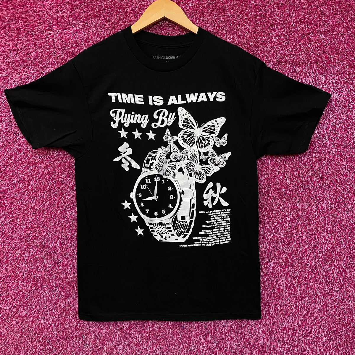 Fashion Nova Time Is Always Flying By Graphic T-Shirt Medium