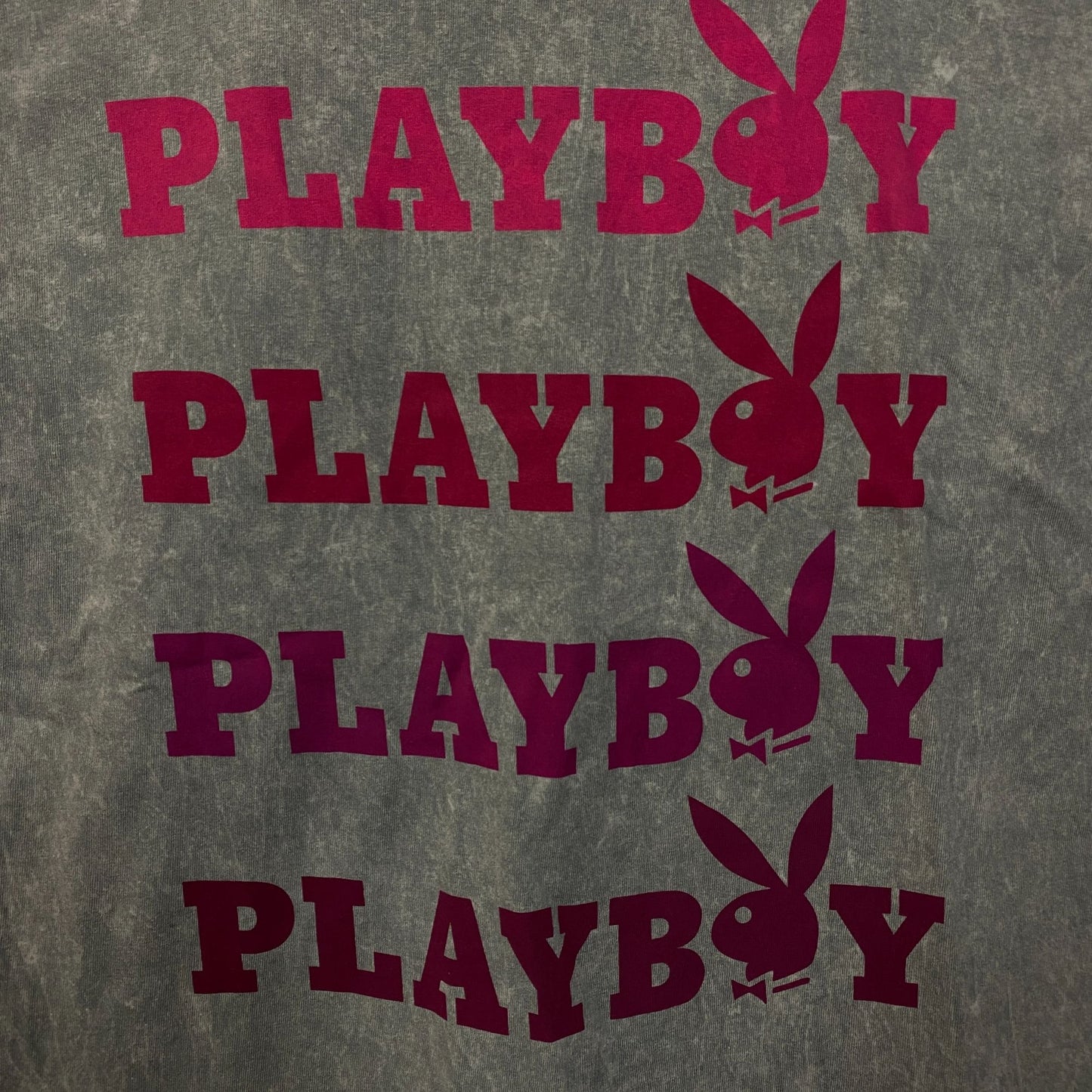 Playboy Stacked Logo Acid Wash Graphic T-Shirt Large