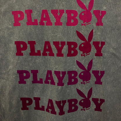 Playboy Stacked Logo Acid Wash Graphic T-Shirt Large