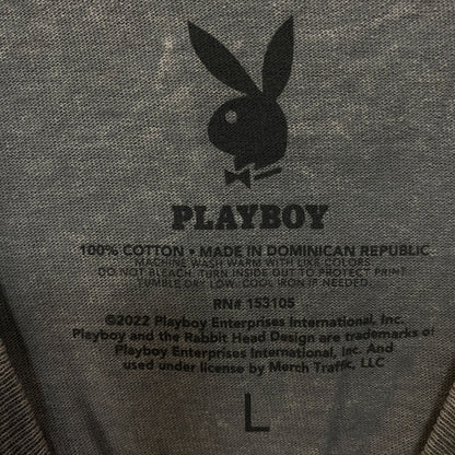 Playboy Stacked Logo Acid Wash Graphic T-Shirt Large