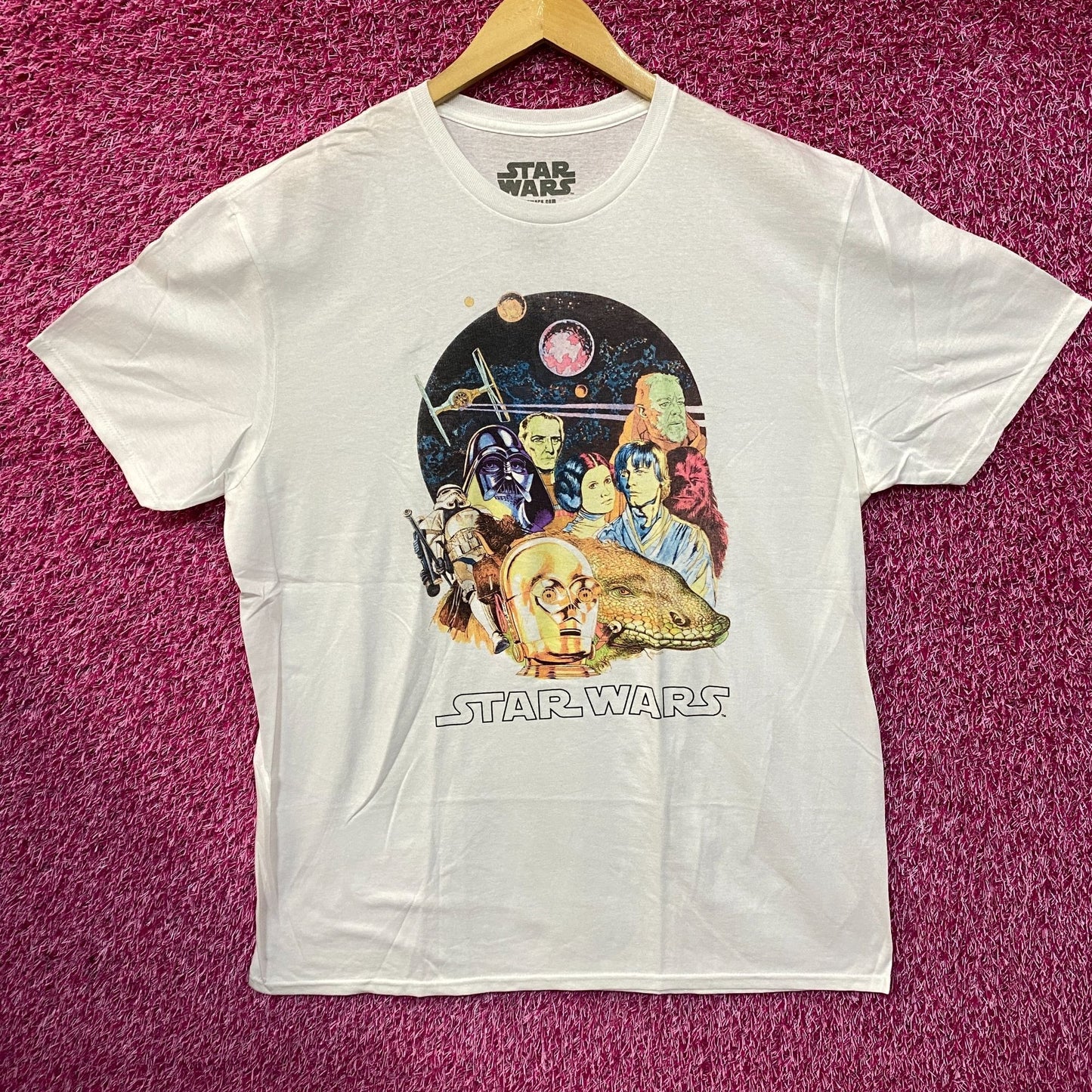 Star War 1977 Illustrated Dewback Promo Movie Poster Vintage Style T-Shirt XL