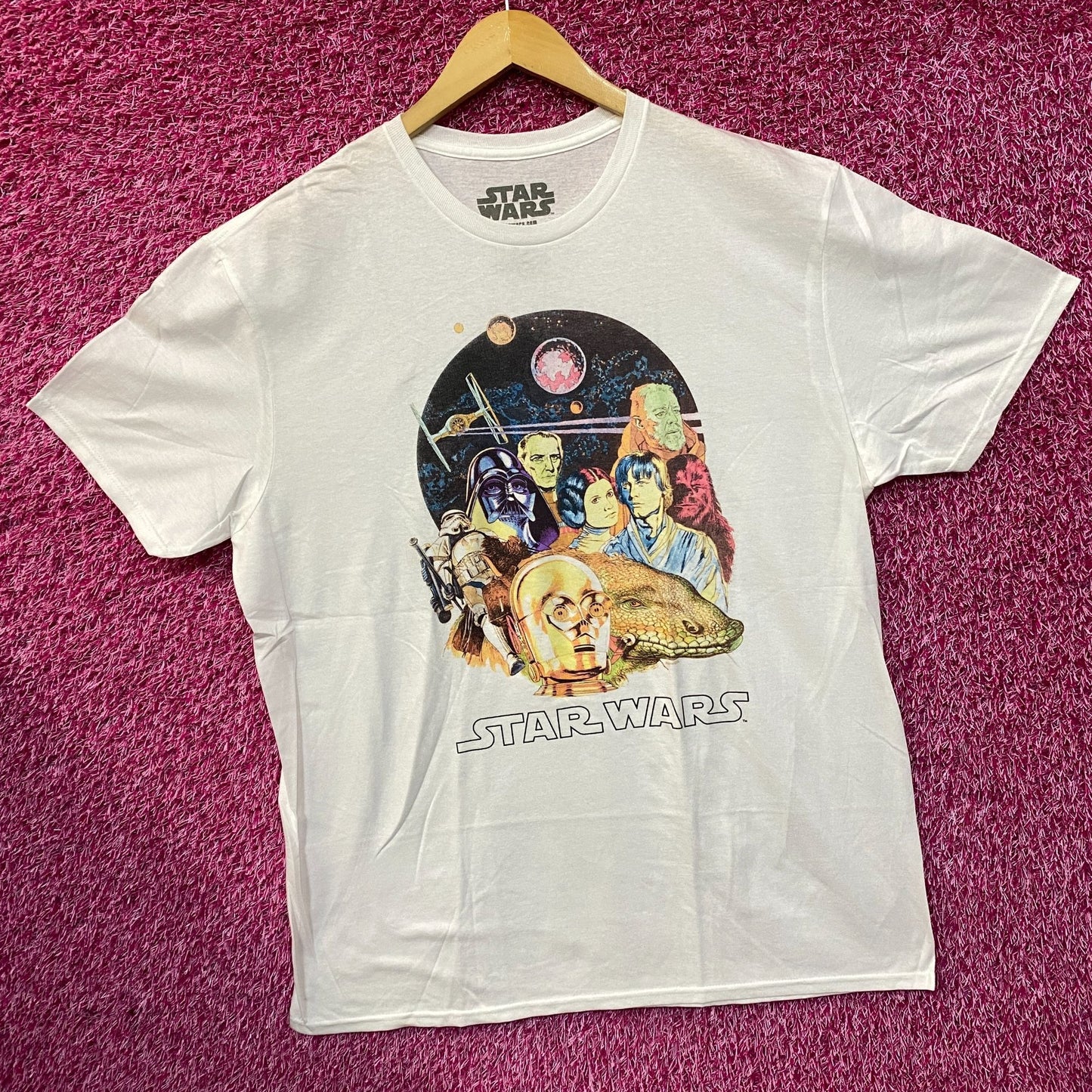 Star War 1977 Illustrated Dewback Promo Movie Poster Vintage Style T-Shirt XL