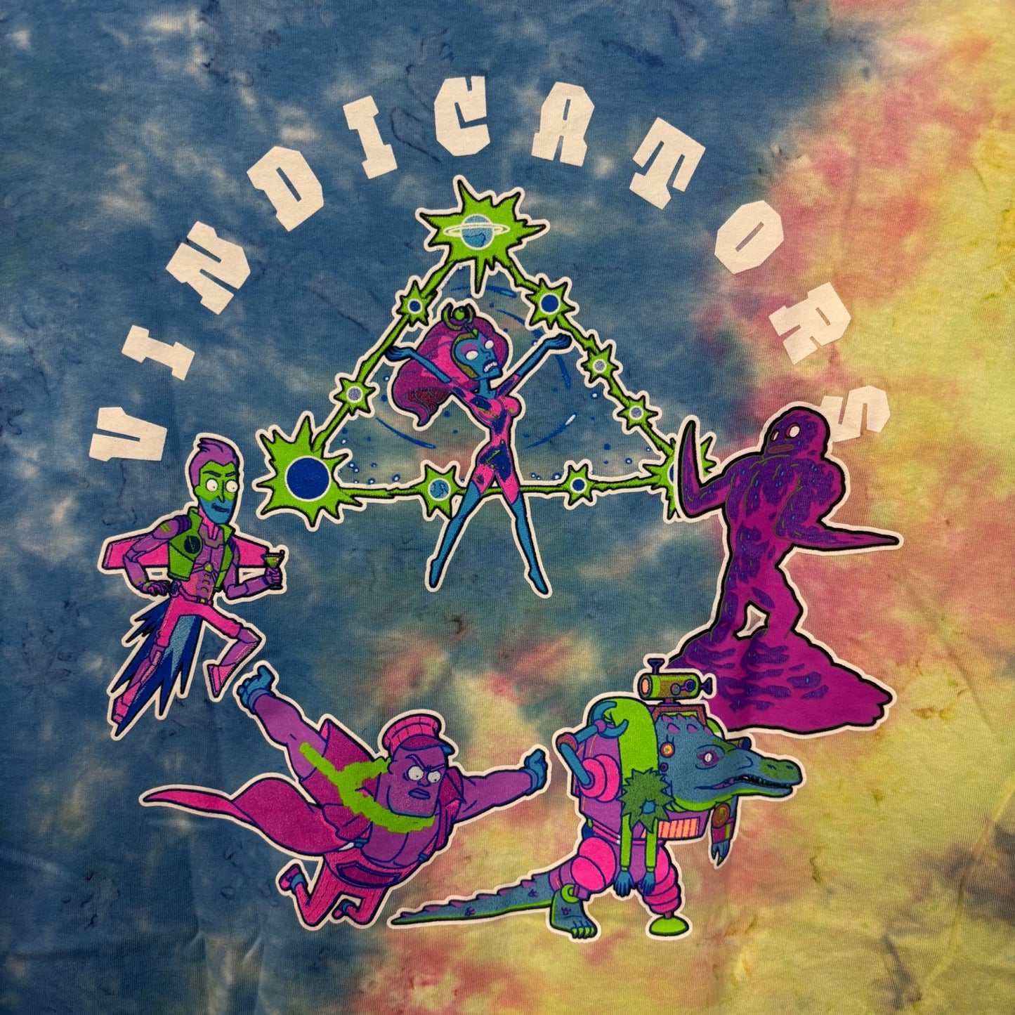 Rick and Morty Vindicators Team tie dye T-shirt size medium