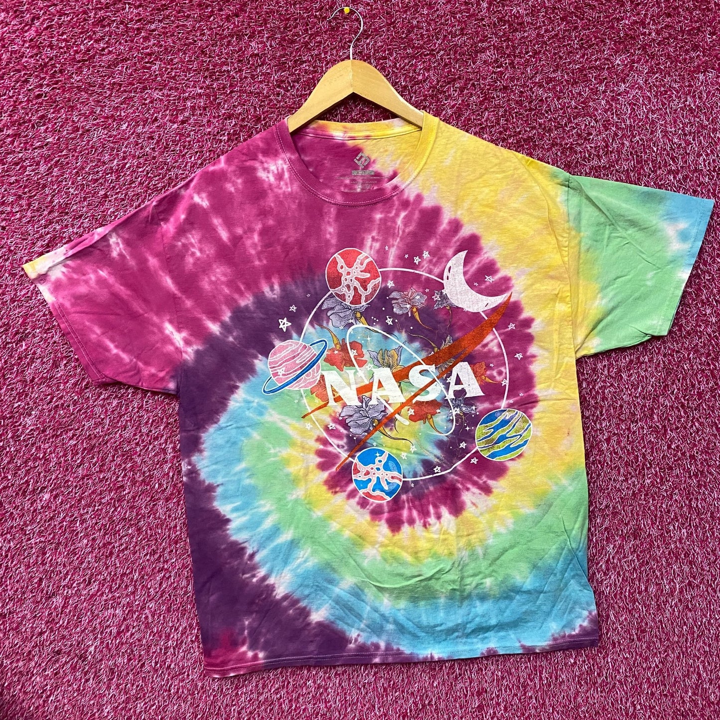 NASA Solar System Flower Amazing Colorful Tie Dye Graphic Design T-Shirt XL