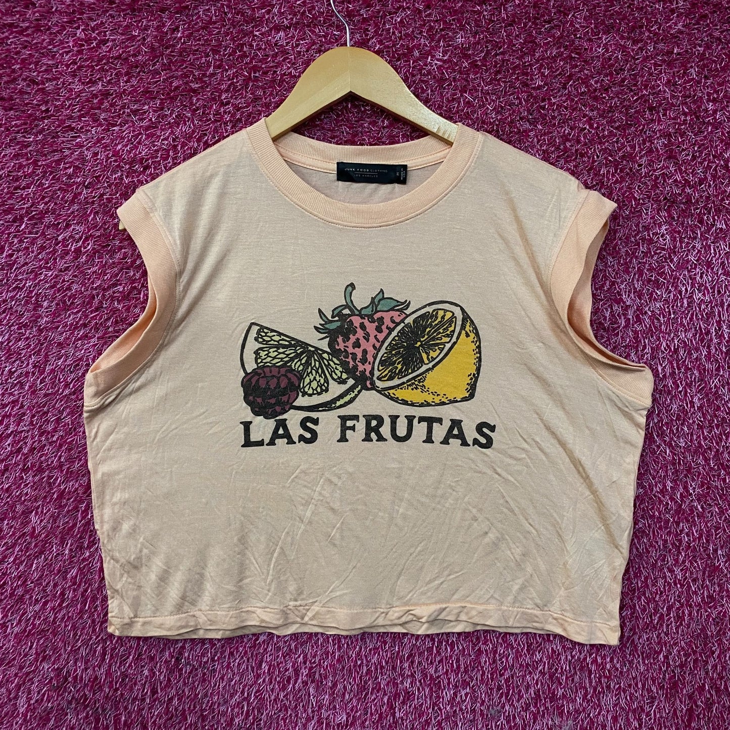 Junk Food Clothing Las Frutas Vintage Style Tissue Women's Crop Tank Medium