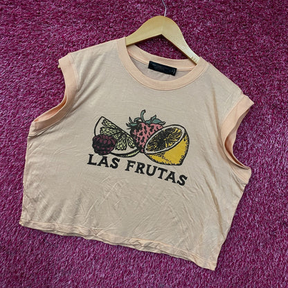 Junk Food Clothing Las Frutas Vintage Style Tissue Women's Crop Tank Medium