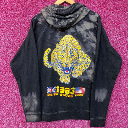 Def Leppard 1983 US Tour Metal Band Bleach Dye Hoodie Large