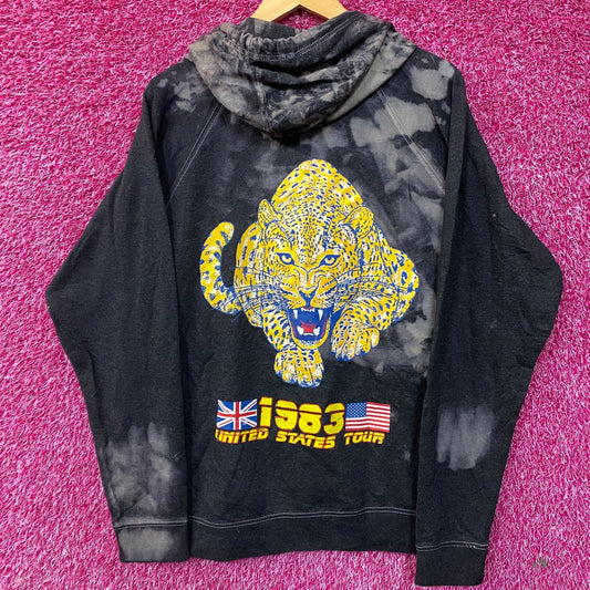 Def Leppard 1983 US Tour Metal Band Bleach Dye Hoodie Large