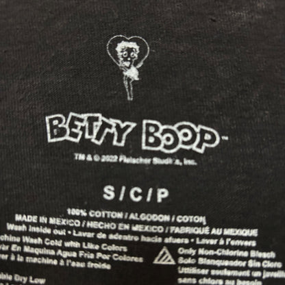Betty Boop Biker Betty Flames Graphic Tee Charcoal Small