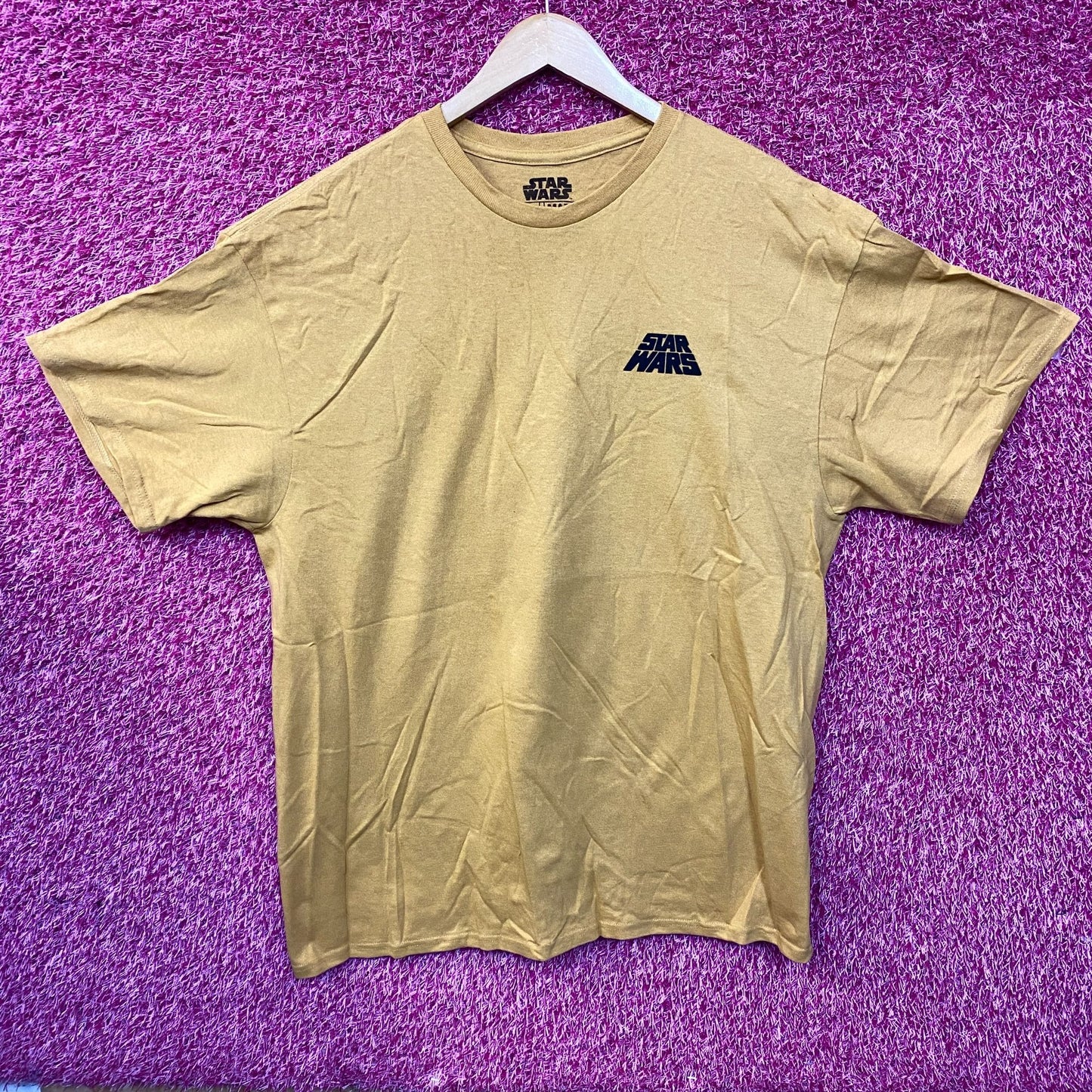 Star Wars Back Illustration Promo Movie Poster Vintage Style Yellow T-Shirt XL