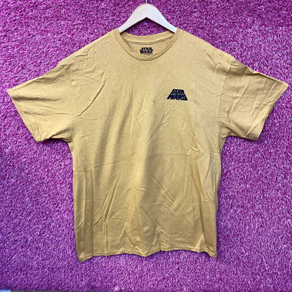 Star Wars Back Illustration Promo Movie Poster Vintage Style Yellow T-Shirt XL