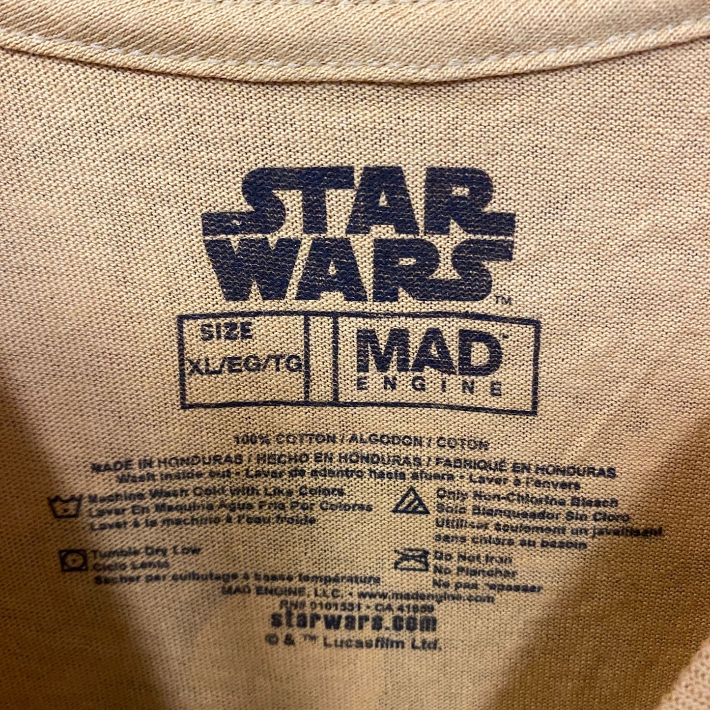 Star Wars Back Illustration Promo Movie Poster Vintage Style Yellow T-Shirt XL