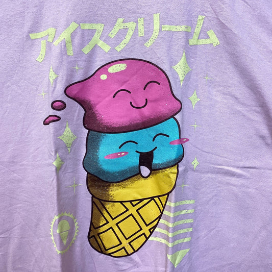 Kawaii Double Scoop Ice Cream Threadless Promo Pop Art Tee L