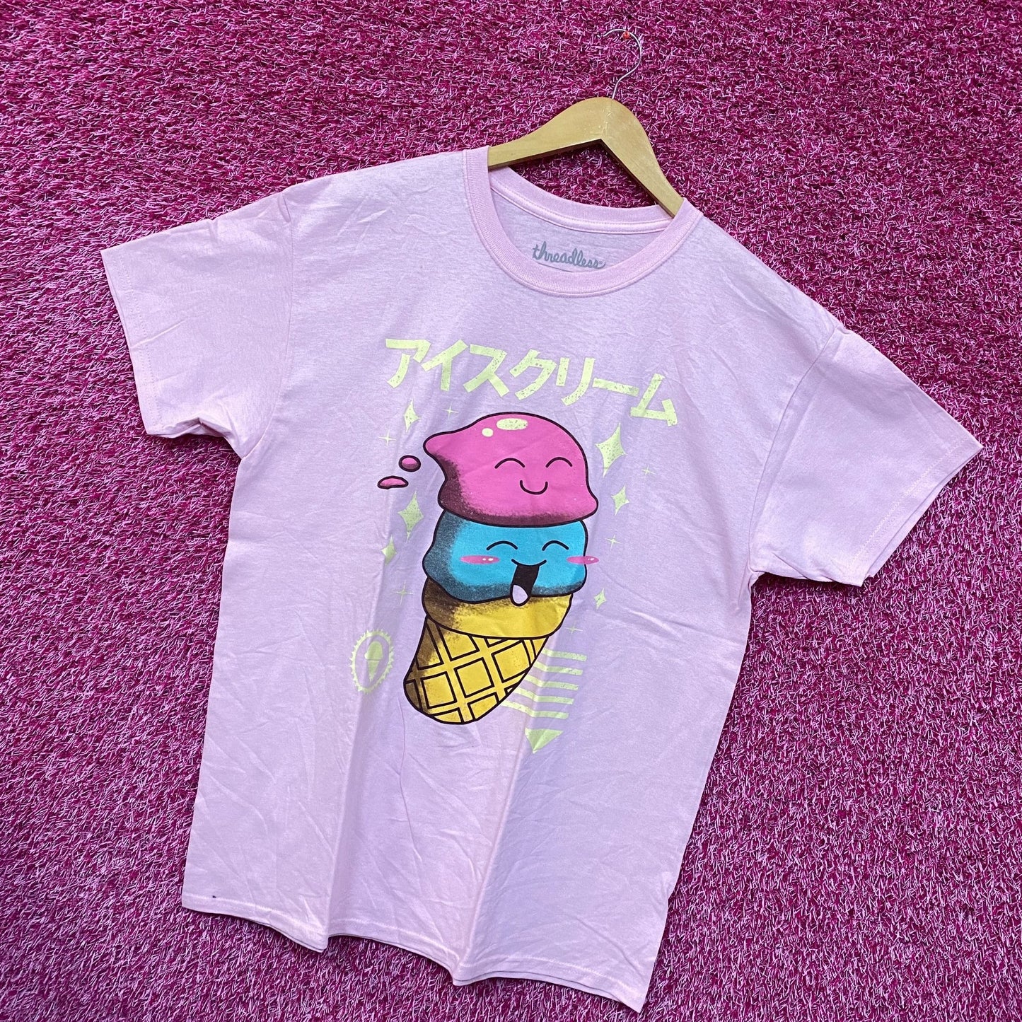 Kawaii Double Scoop Ice Cream Threadless Promo Pop Art Tee L