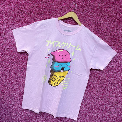 Kawaii Double Scoop Ice Cream Threadless Promo Pop Art Tee L