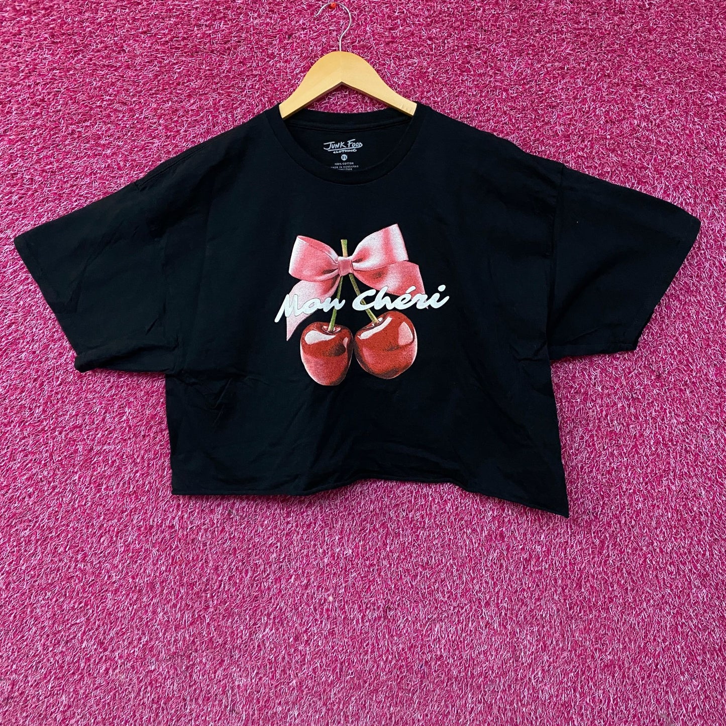 Junk Food Clothing Mon Cheri Vintage Style Graphic Crop Tee XL