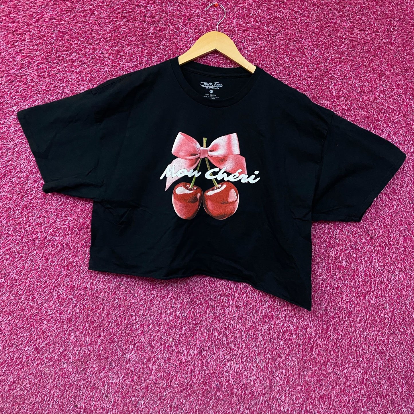 Junk Food Clothing Mon Cheri Vintage Style Graphic Crop Tee XL
