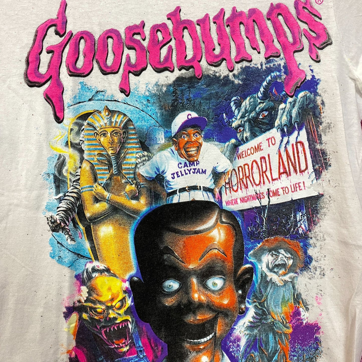 Goosebumps RL Stine Horror Series Cover Art Collage Tee Small