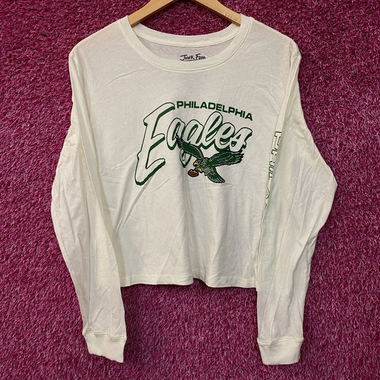 Junk Food Clothing NFL Philadelphia Eagles Touchdown Long Sleeve Cropped T-Shirt Small