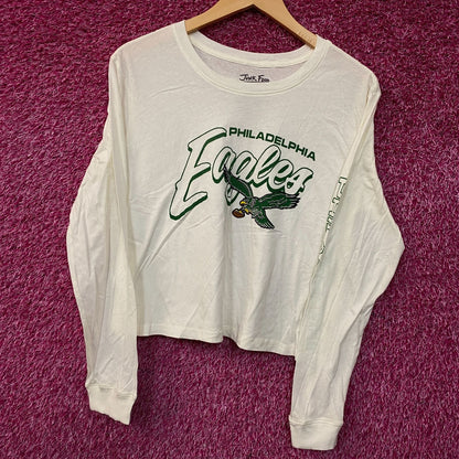 Junk Food Clothing NFL Philadelphia Eagles Touchdown Long Sleeve Cropped T-Shirt Small