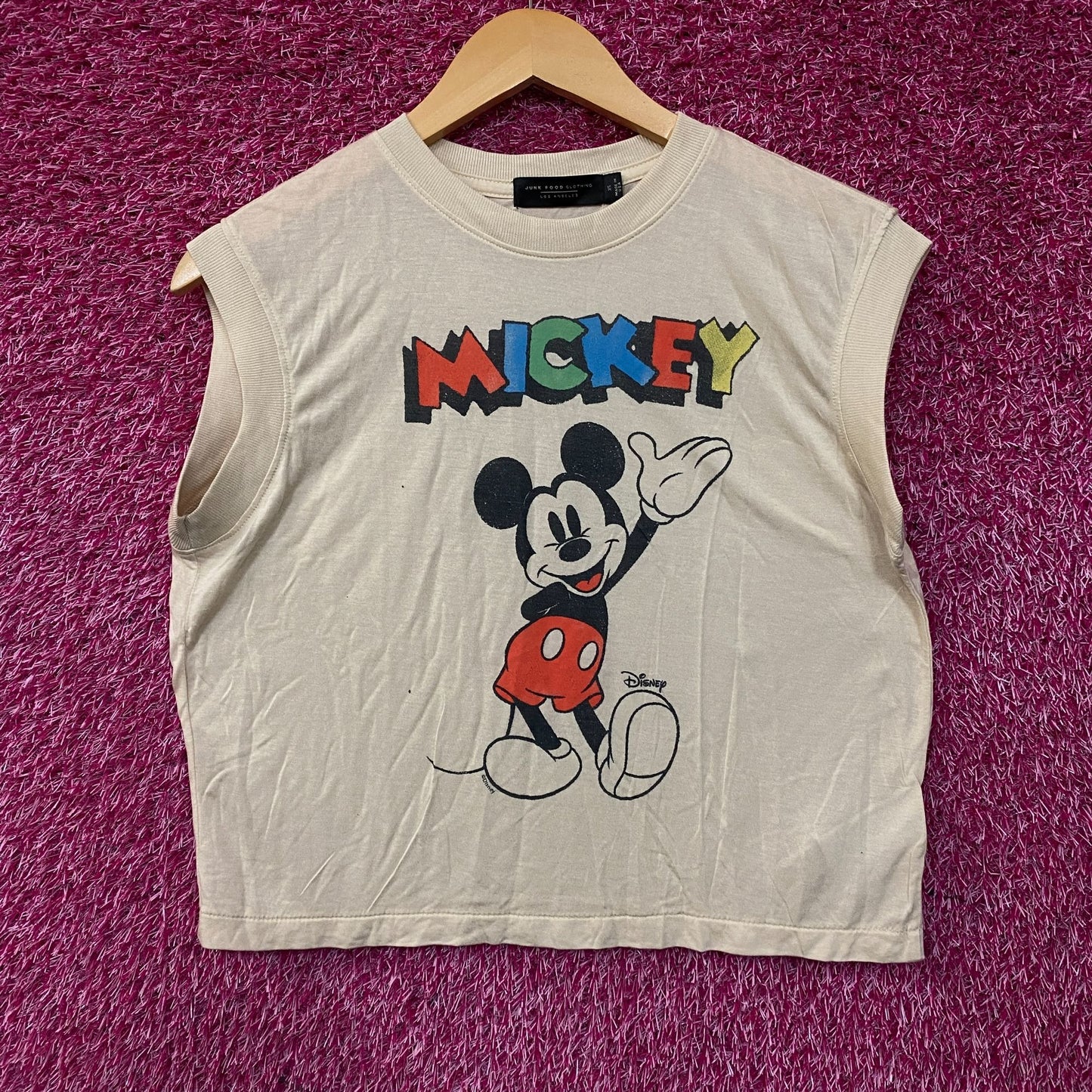 Junk Food Clothing X Disney Waving Mickey Vintage Tissue Tank XS