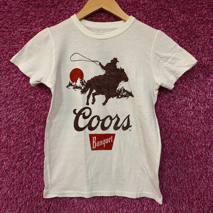 Junk Food Clothing Coors Banquet Cowboy Vintage Style Graphic Women's Tee XS