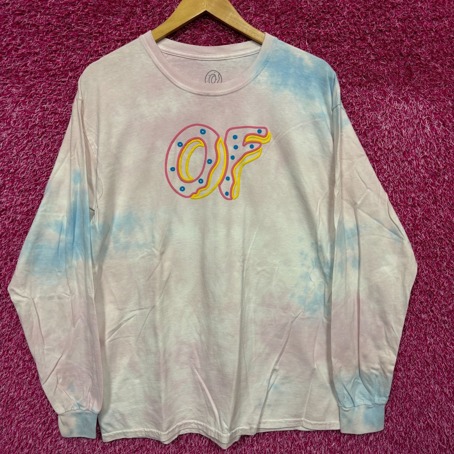 Odd Future Tie Dye Long Sleeve Puffy Print Logo Tshirt size Large