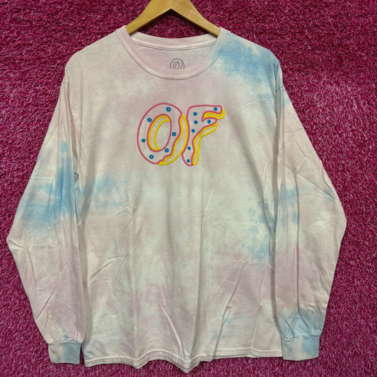 Odd Future Tie Dye Long Sleeve Puffy Print Logo Tshirt size Large
