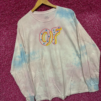 Odd Future Tie Dye Long Sleeve Puffy Print Logo Tshirt size Large