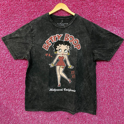 Betty Boop Hollywood California Pin-up Girl Cartoon Portrait Vintage Wash T-Shirt Large