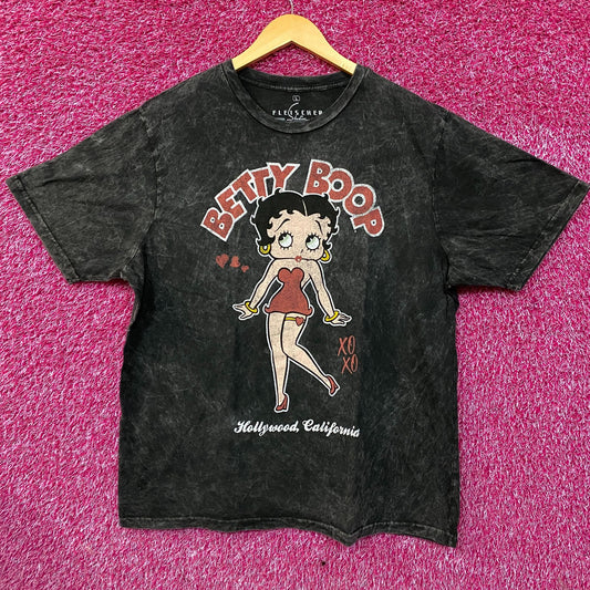 Betty Boop Hollywood California Pin-up Girl Cartoon Portrait Vintage Wash T-Shirt Large