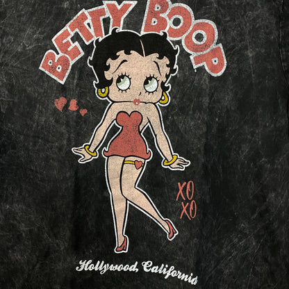 Betty Boop Hollywood California Pin-up Girl Cartoon Portrait Vintage Wash T-Shirt Large