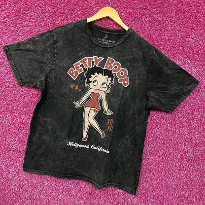 Betty Boop Hollywood California Pin-up Girl Cartoon Portrait Vintage Wash T-Shirt Large