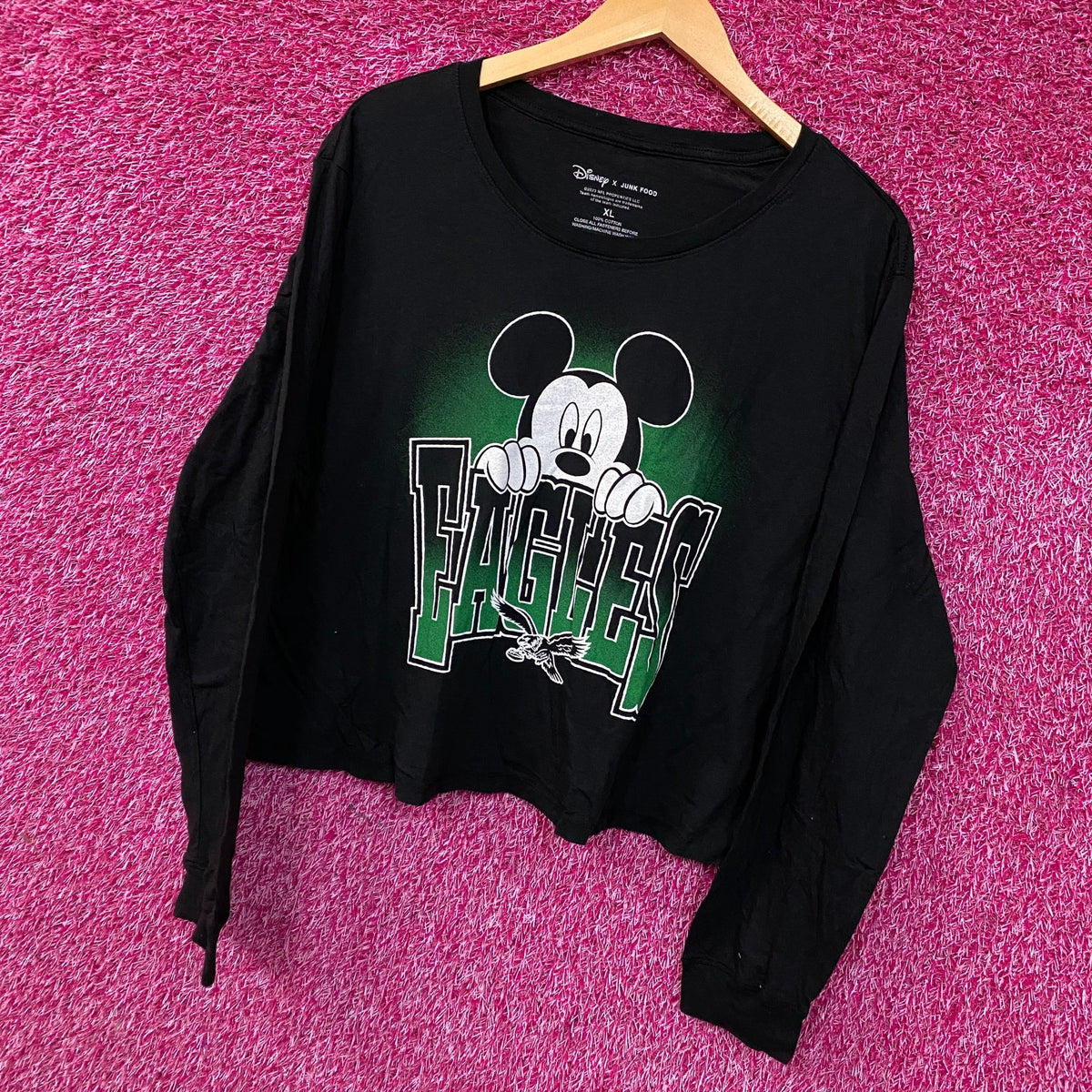 Junk Food Clothing "Philadelphia Eagles Mickey Hang On" Women's Crop Top XL