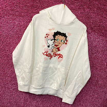 Betty Boop & Pudgy the Puppy Love Bomb Cartoon Film Hoodie L