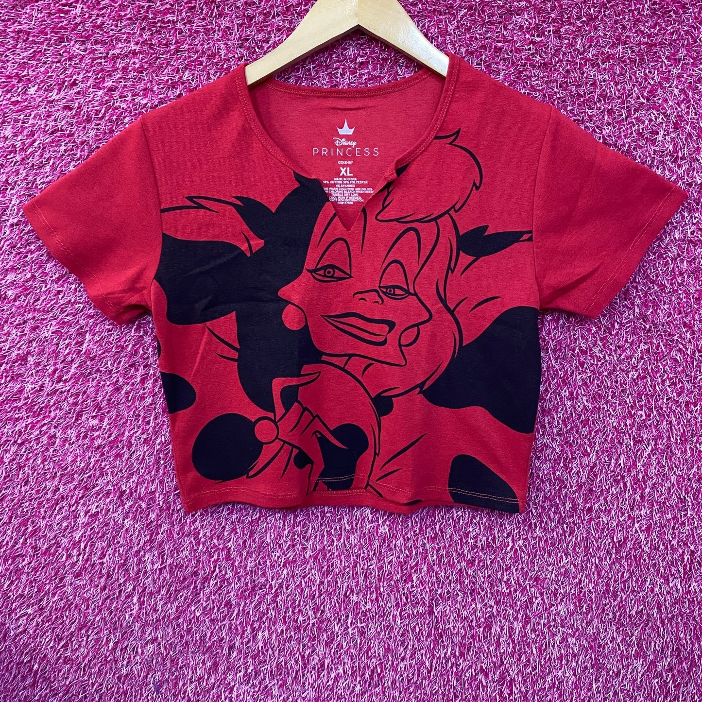 Disney Princess 101 Dalmatians Cruella De Vil Red Crop Top XL