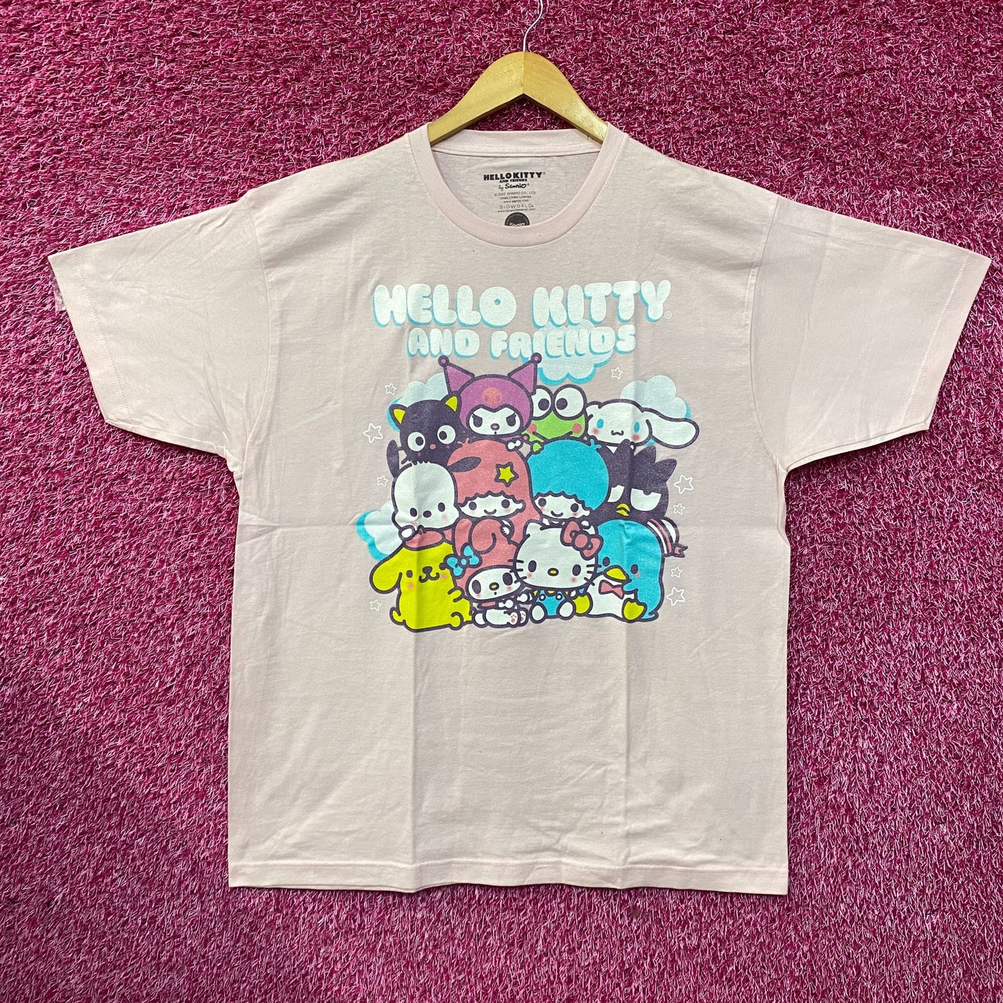 Hello Kitty and Friends Group Graphic Glitter Pink T-Shirt 2XL