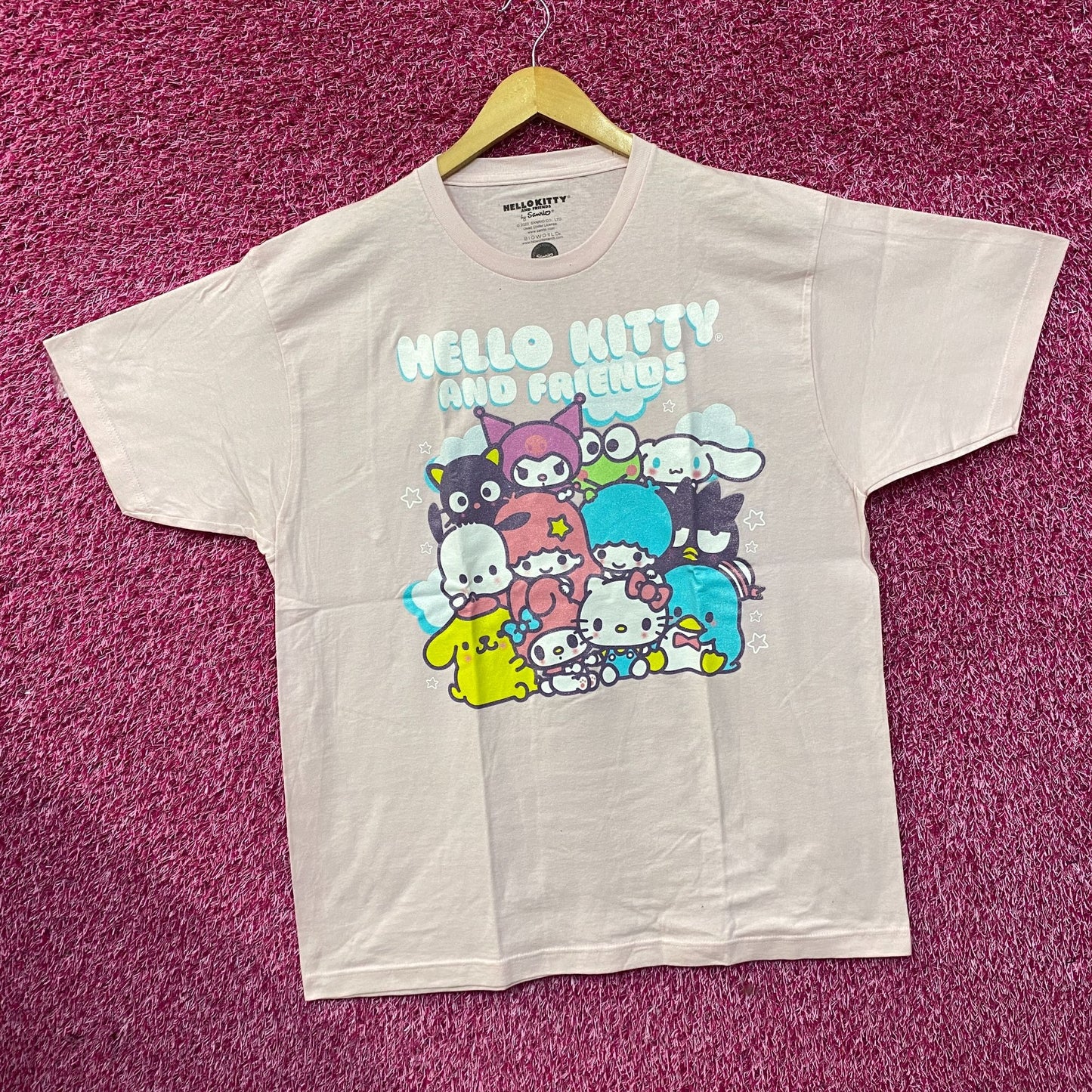 Hello Kitty and Friends Group Graphic Glitter Pink T-Shirt 2XL