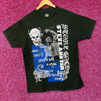 WWE Stone Cold Steve Austin And That's The Bottom Line Green T-Shirt large