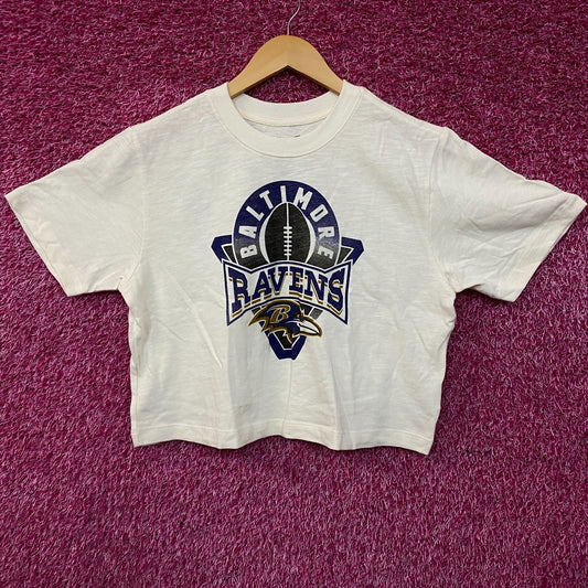 Junk Food Clothing Baltimore Ravens Women's Mock Neck Crop T-Shirt Small