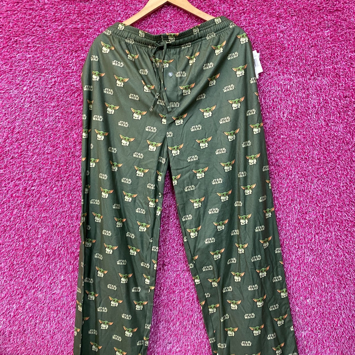 Star Wars The Mandalorian Grogu Graphic Print Green Pajama Pants XL
